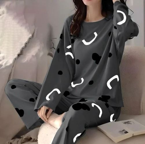 Black Pattern Women Pajama Set