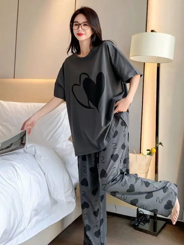 Dark Grey Heart PJ Nightdress
