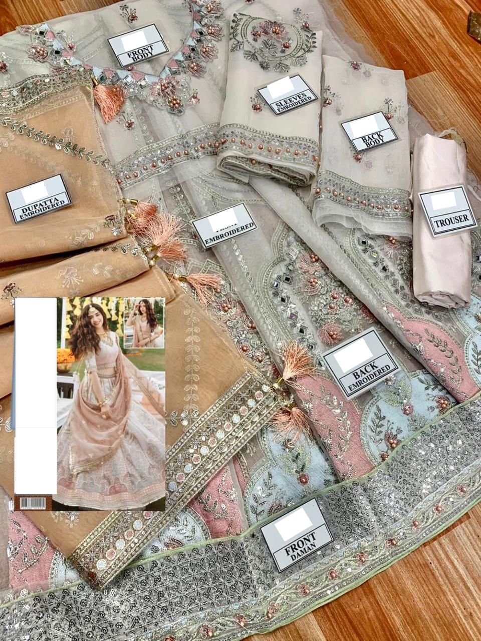 Front And Back Full Embroidered Pearls Punch With Mirror Work