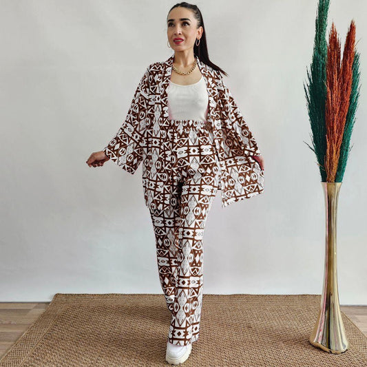 STYLISH ZEBRA PRINT CO-ORD SET Brown