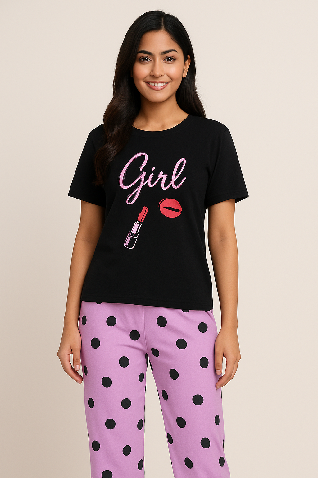 Lipstick Love Polka Pajama Set