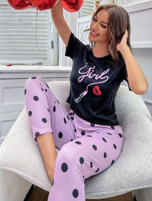 Lipstick Love Polka Pajama Set