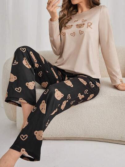 Teddy Love Sleeve Pajama Set