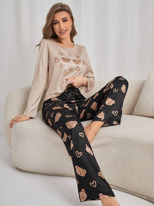 Teddy Love Sleeve Pajama Set