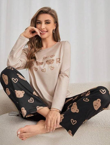 Teddy Love Sleeve Pajama Set