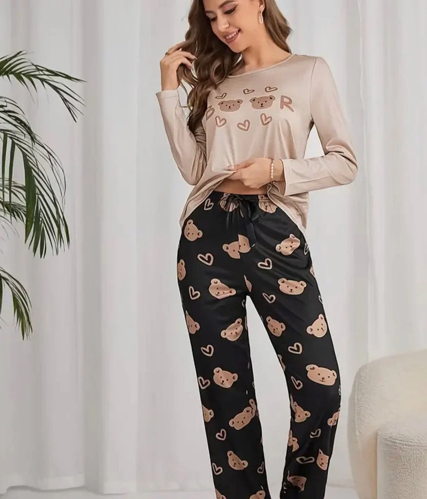 Teddy Love Sleeve Pajama Set