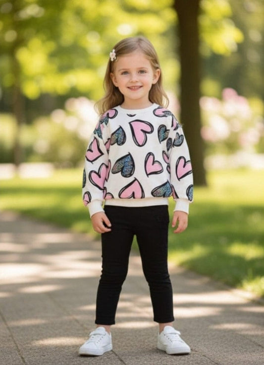 Black & White heart printed kid set