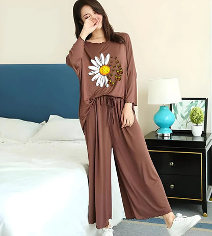 Brown Daisy Loose Style loungewear