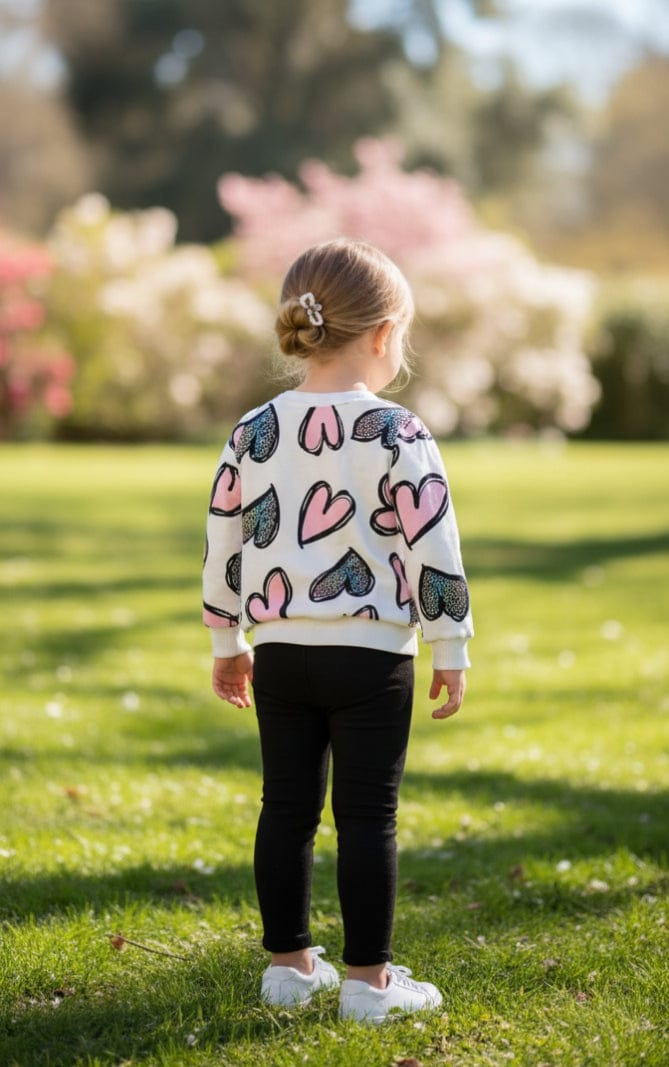 Black & White heart printed kid set