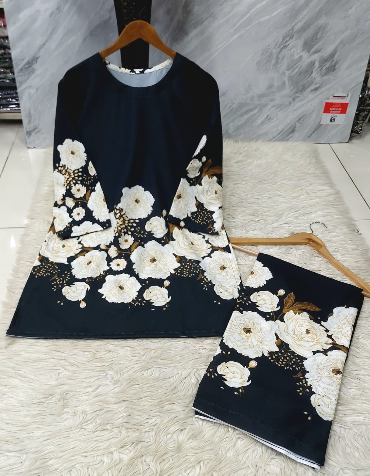 Digital printed codd set White Flower