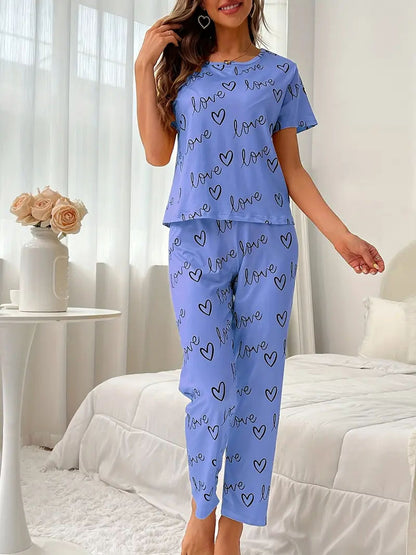 Blue Love Women Pajama Set