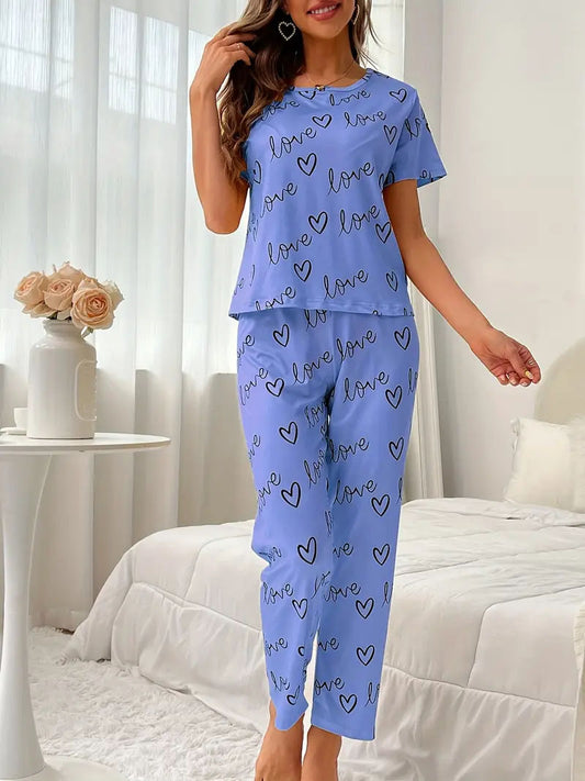 Blue Love Women Pajama Set