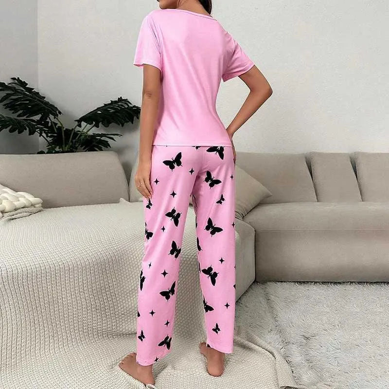 Pink Mom Life Printed Half Sleeve Pajama Set