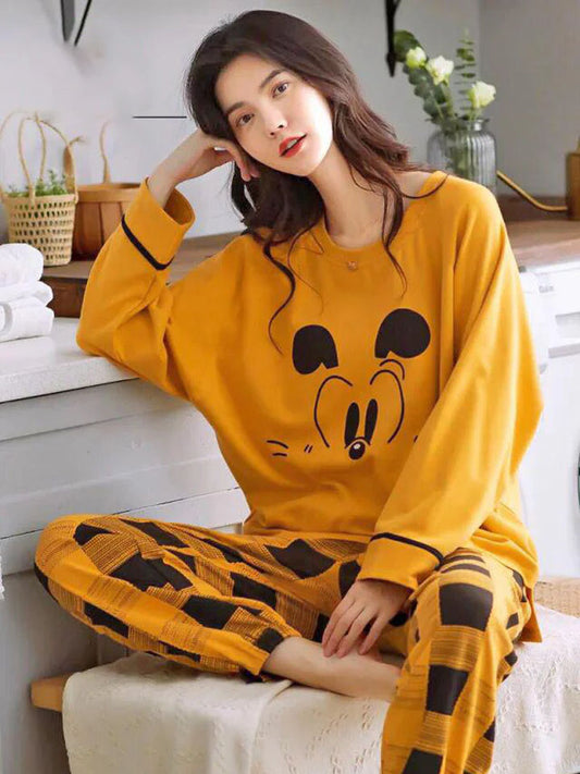 Mustrad Contrast Check Check Women Pajama Set