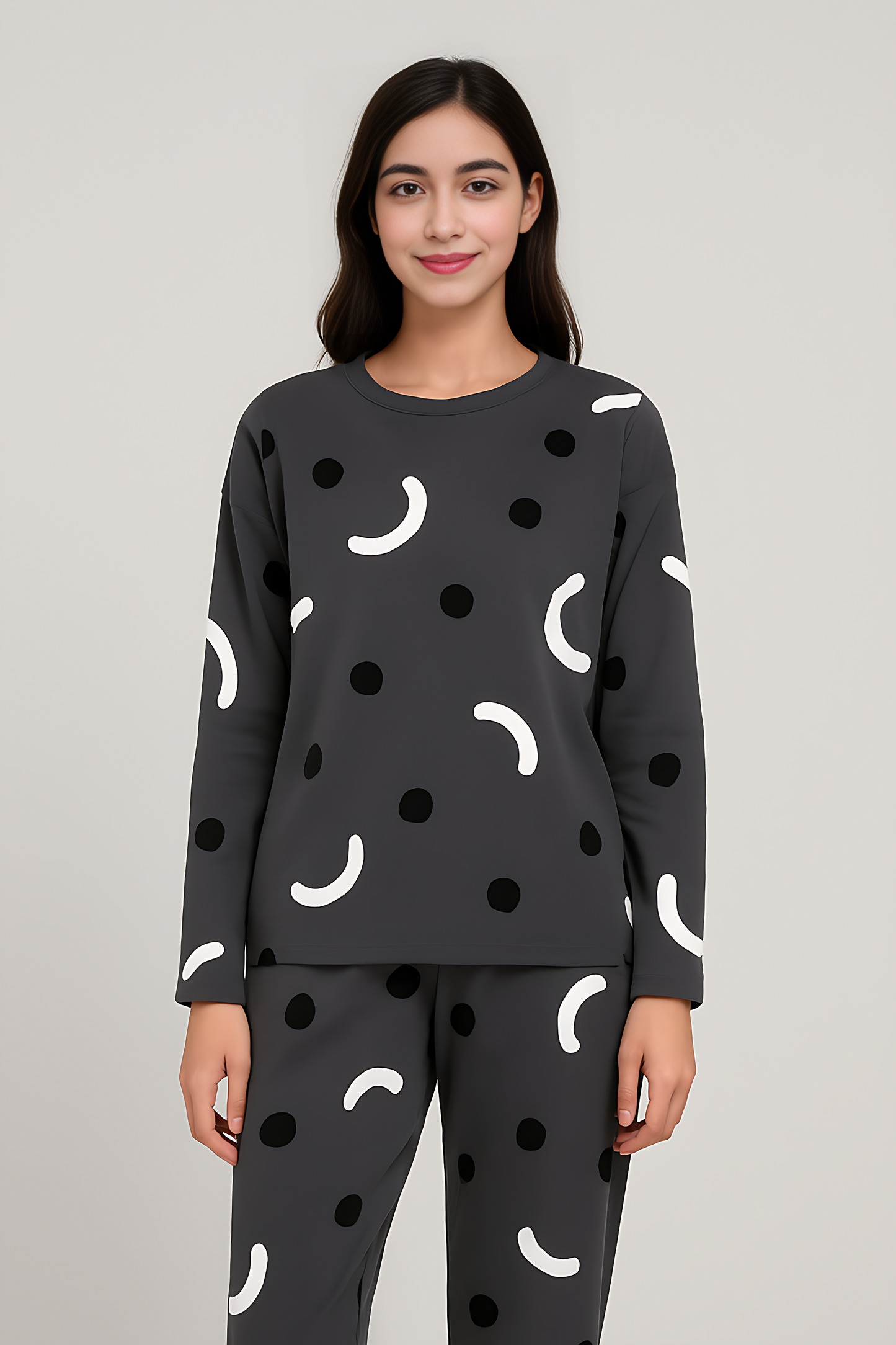 Black Pattern Women Pajama Set