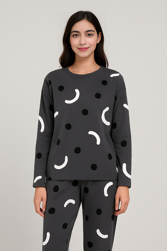 Black Pattern Women Pajama Set