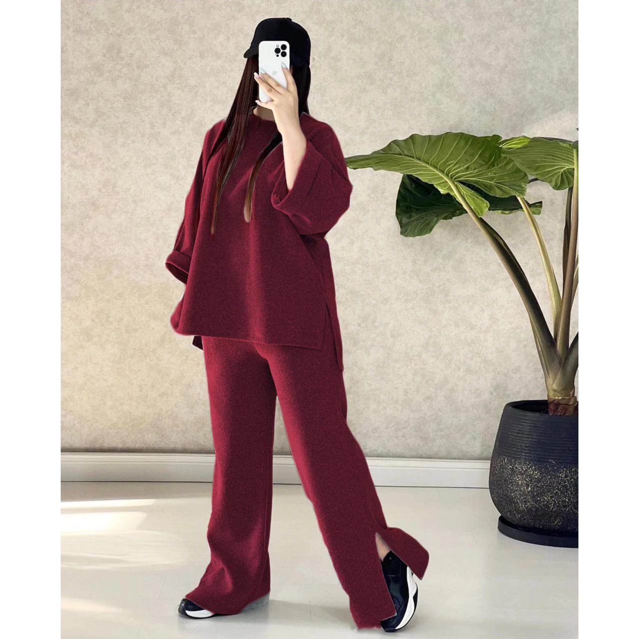 Winter Bottom Cut Style Track suit Maroon