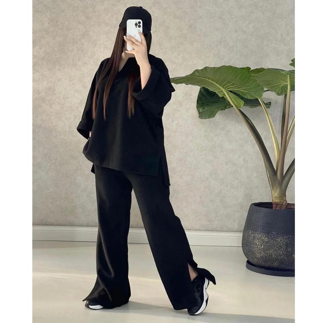 Winter Bottom Cut Style Track suit Black