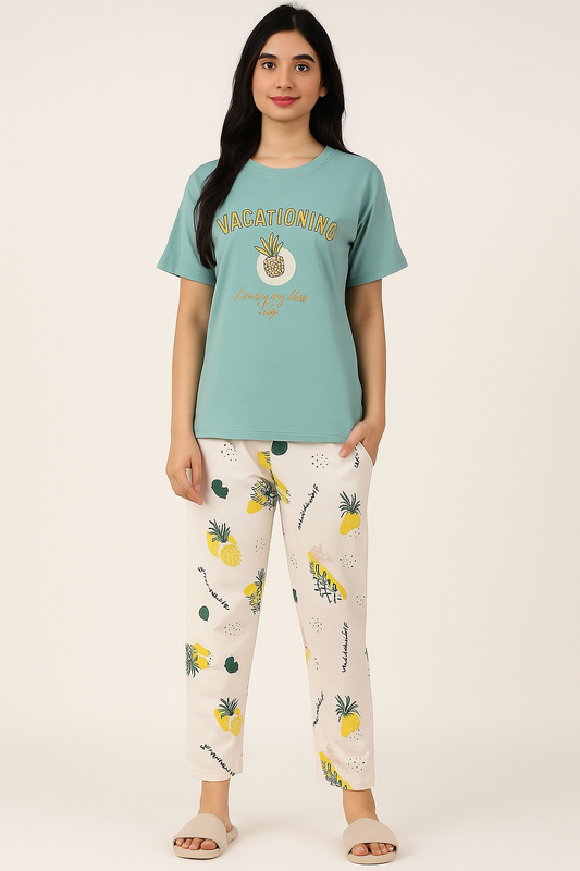 Sky Blue Vacationing Pajama Set