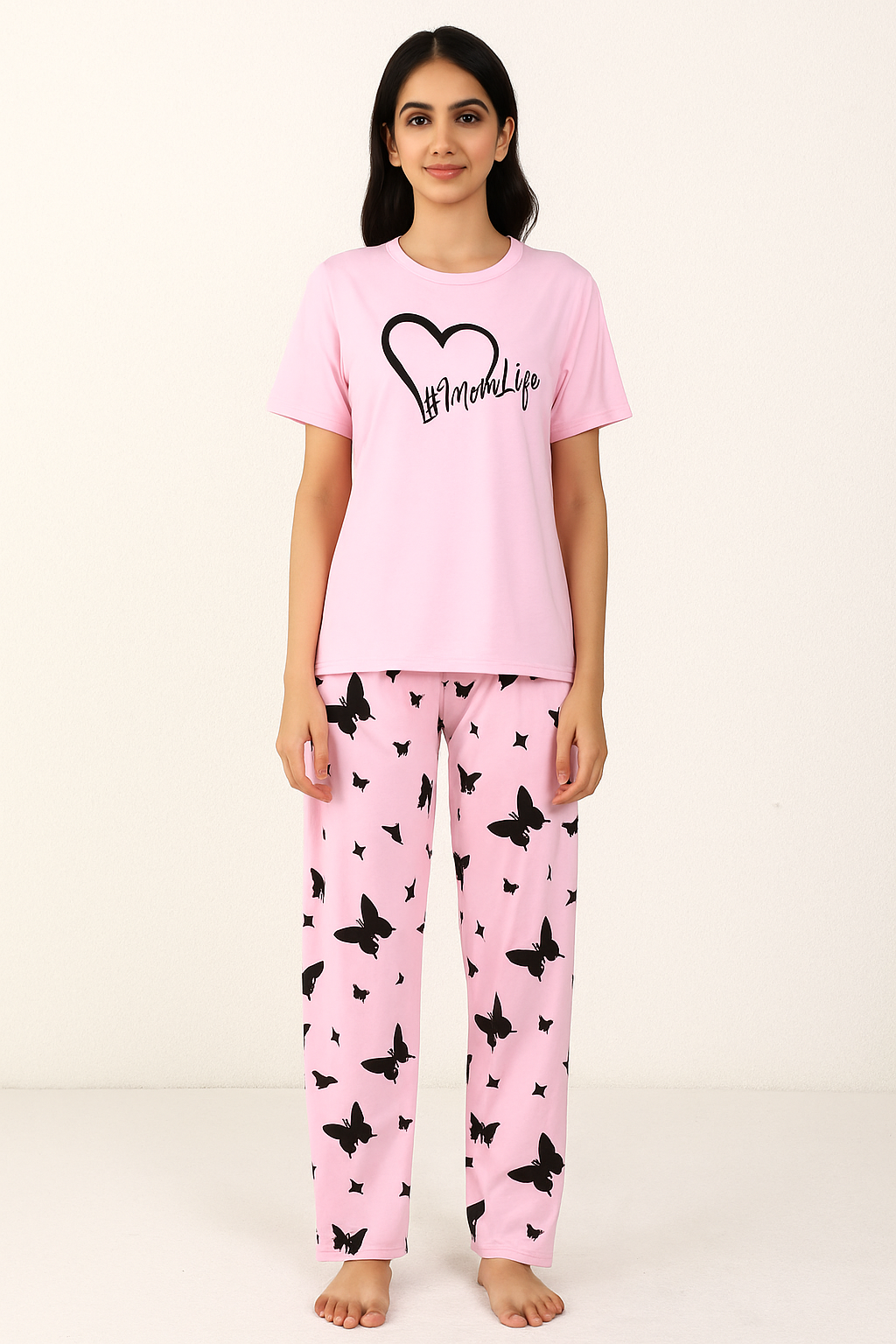 Pink Mom Life Printed Half Sleeve Pajama Set