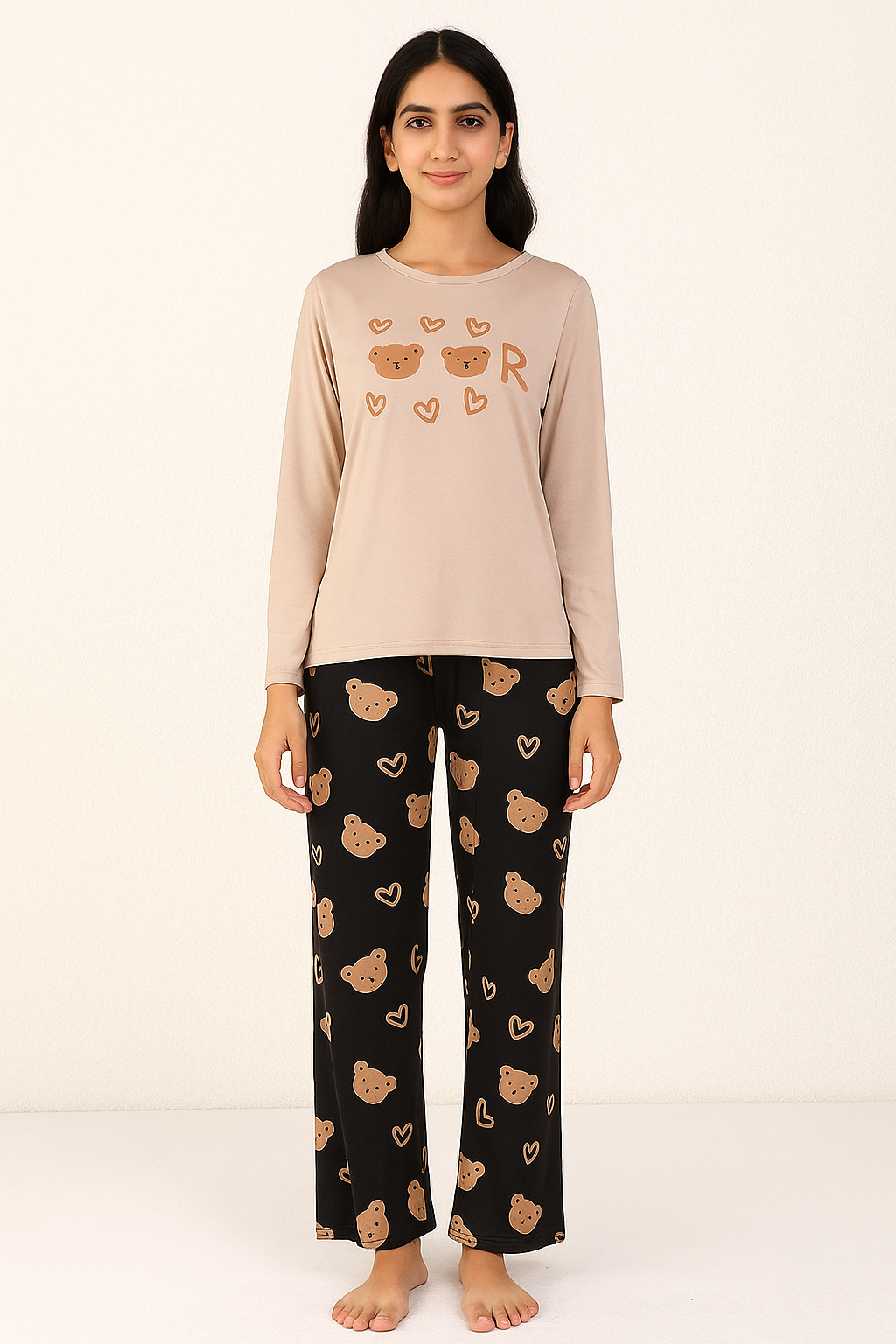 Teddy Love Sleeve Pajama Set