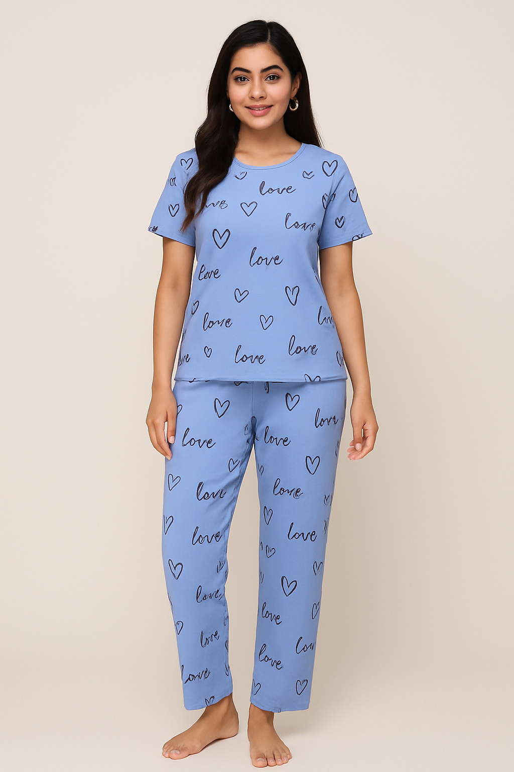 Blue Love Women Pajama Set
