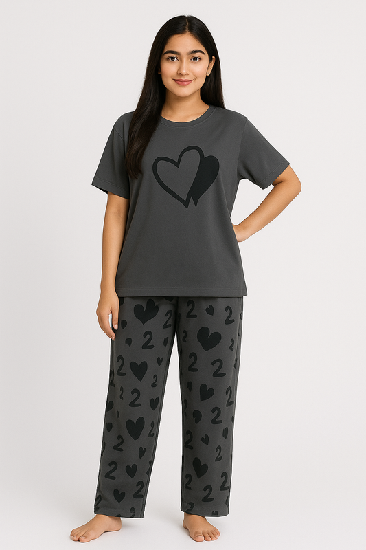 Dark Grey Heart PJ Nightdress