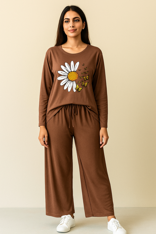 Brown Daisy Loose Style loungewear