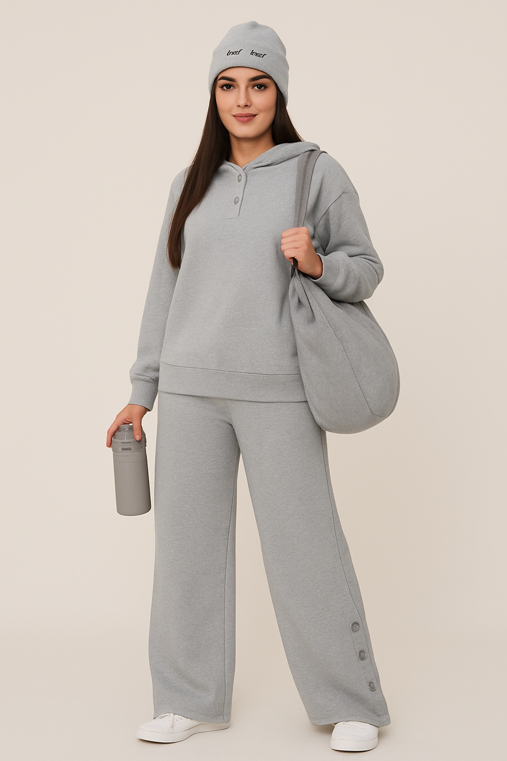 Grey Button Bottom Tracksuit
