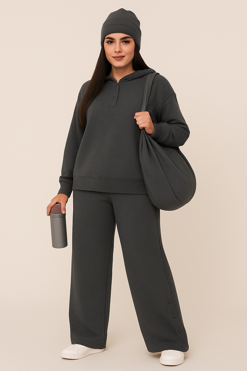 Charcol Button Bottom Tracksuit