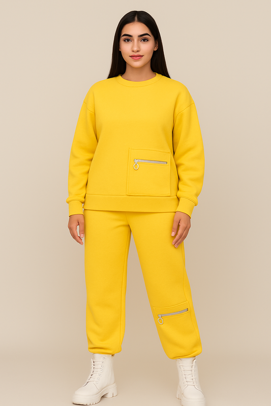 Yellow Poket Style Tracksuit