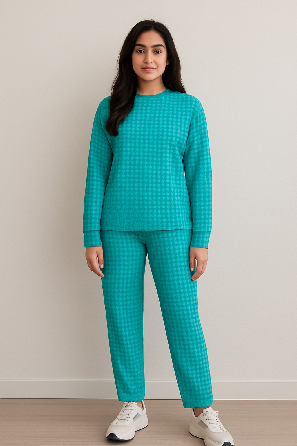 Green Check Pattern Longwear Set