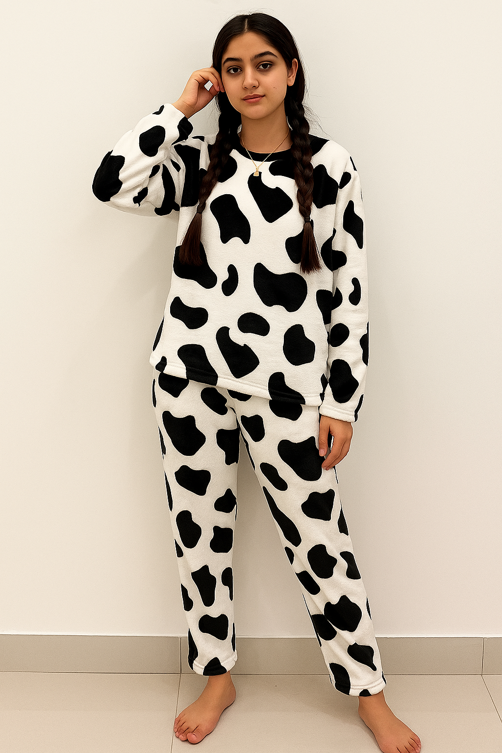 Adorable Cow Flannel Pajama Set