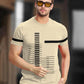 Strip Printed Beige Fit-T Shirt