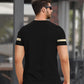 Strip Printed Black Fit-T Shirt
