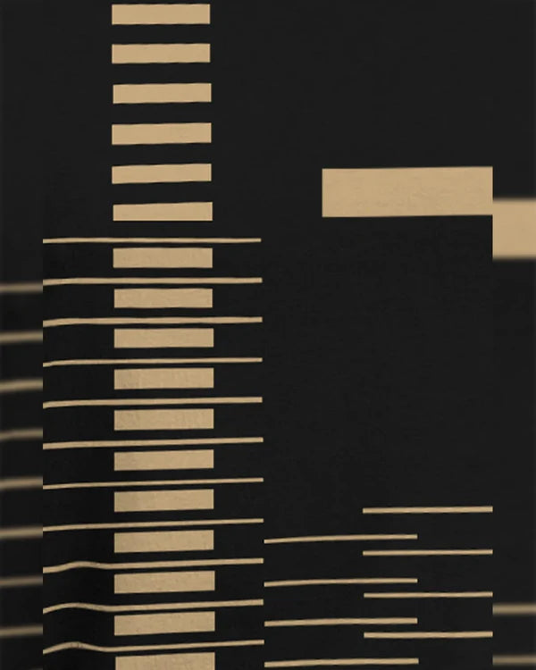 Strip Printed Black Fit-T Shirt