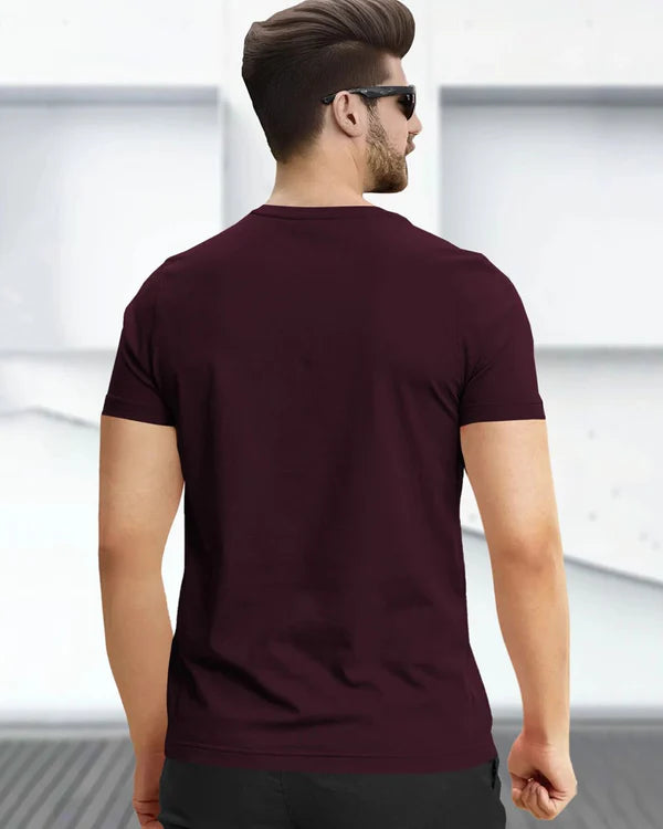 Leaf Printed Maroon Fit-T Shirt