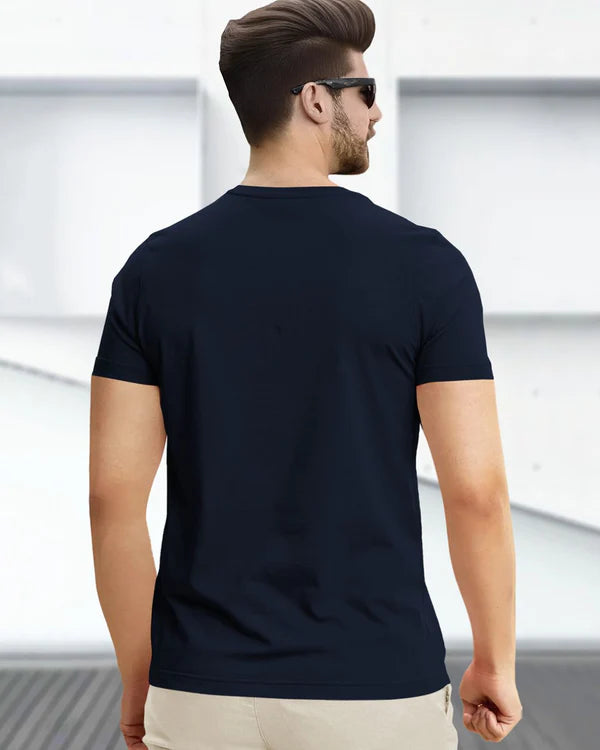 Leaf Printed Blue Fit-T Shirt