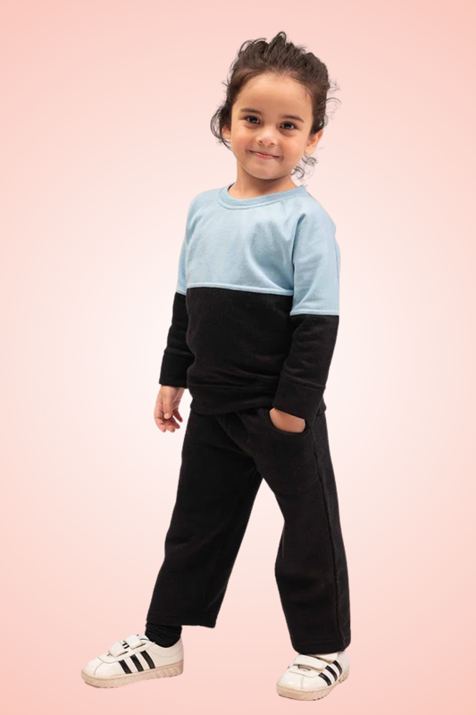 Sky Blue & Black Jogger Set