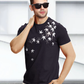 Leaf Printed Black Fit-T Shirt